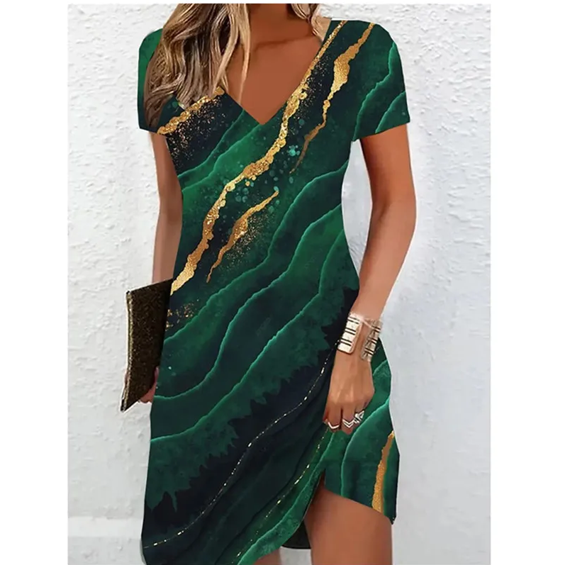 Robe Courte Imprimée à Col V