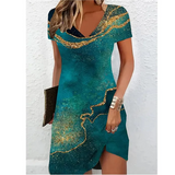 Robe Courte Imprimée à Col V