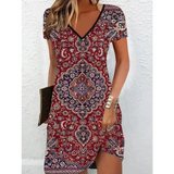 Robe Courte Imprimée à Col V
