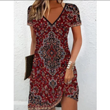 Robe Courte Imprimée à Col V
