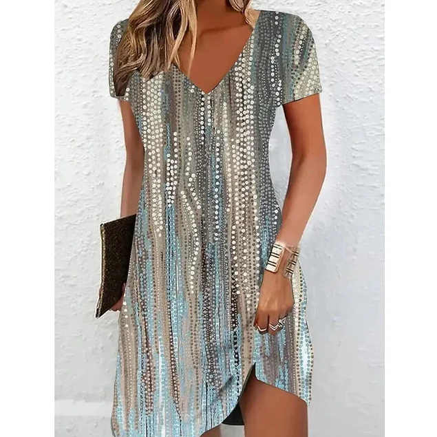 Robe Courte Imprimée à Col V