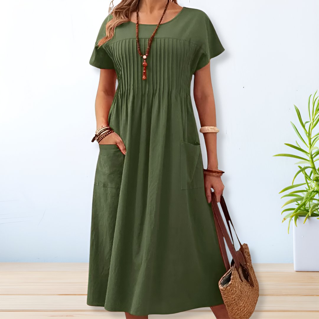 Robe Longue Unie à Col Rond