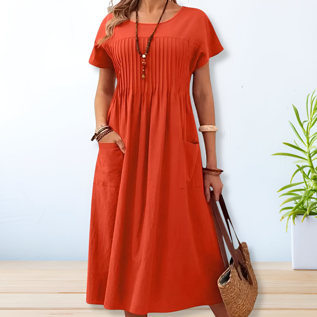 Robe Longue Unie à Col Rond