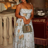 Robe Longue Femme Fleurie à Bretelles Fines