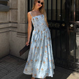 Robe Longue Femme Fleurie à Bretelles Fines