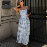Robe Longue Femme Fleurie à Bretelles Fines