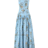 Robe Longue Femme Fleurie à Bretelles Fines