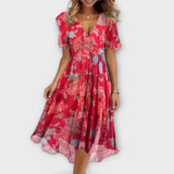 Robe Midi Femme Fleurie à Col V