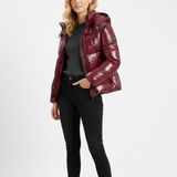 Veste Femme Matelassée Brillante à Capuche