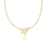 Collier maille trombone avec pendentif initiale