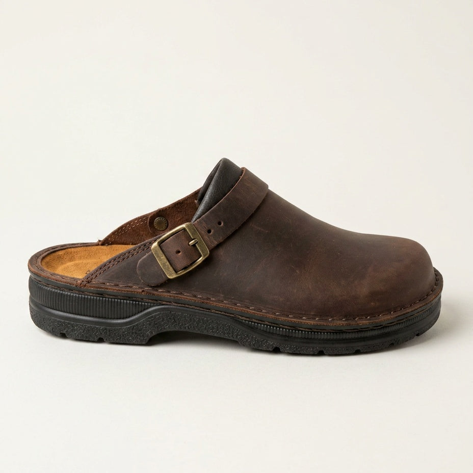 Sabots femme aspect cuir à semelle intérieure rembourrée