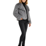 Veste Fausse Fourrure Courte Douce Élégance Hiver Chic