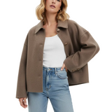 Kort Uldjakke Minimalistisk Stil Elegant Komfort