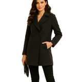 Manteau Court Croisé Boutonné Coupe Structurée Chic