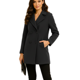 Manteau Court Croisé Boutonné Coupe Structurée Chic
