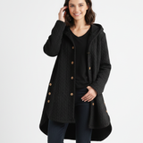 Manteau Femme Tricot à Capuche Boutonné