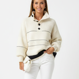 Strikket Sweatshirt Med Knapper Casual Komfort Blød Stil