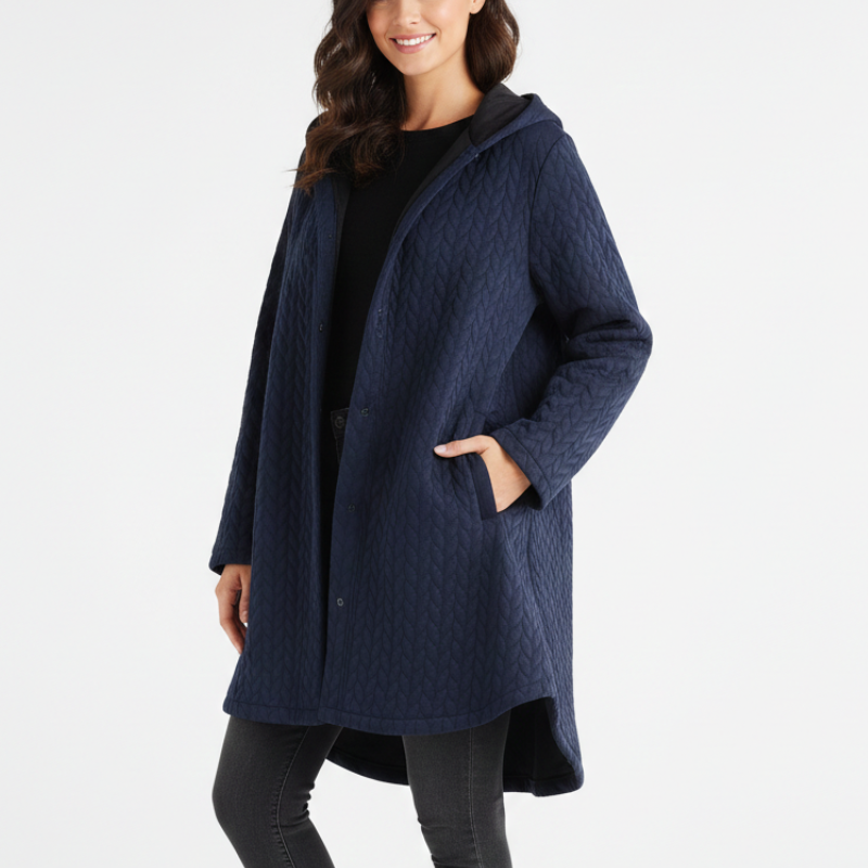 Manteau Femme Tricot à Capuche Boutonné