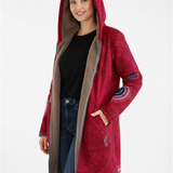 Manteau Long Capuche Texture Douce Confort Chaleur Hiver