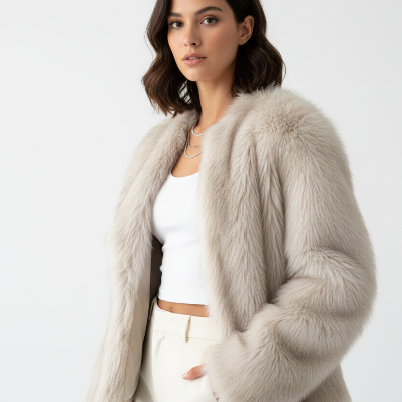 Veste Femme Fausse Fourrure – Manteau Court Luxe et Élégant