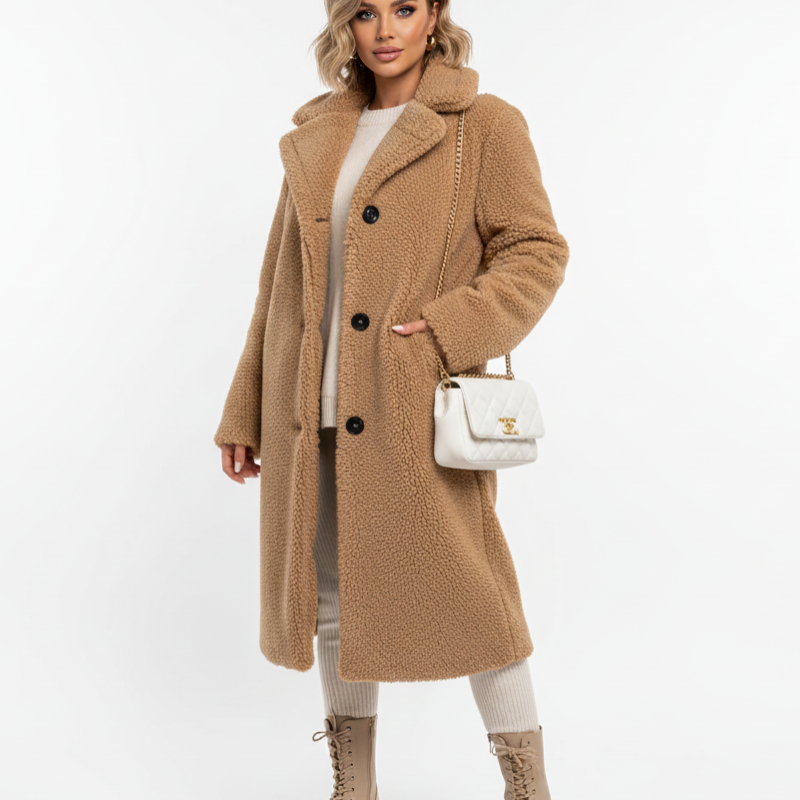 Lang Teddy Frakke Luksuriøs Komfort Varm Elegant Stil