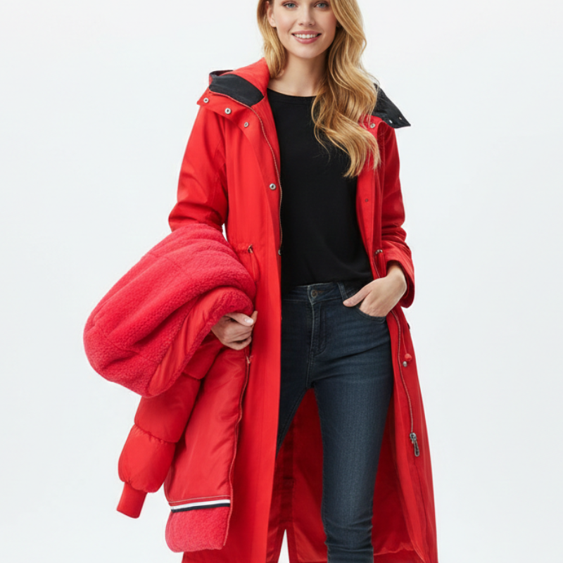Manteau Long Capuche Doublure Chaude Élégance Hiver