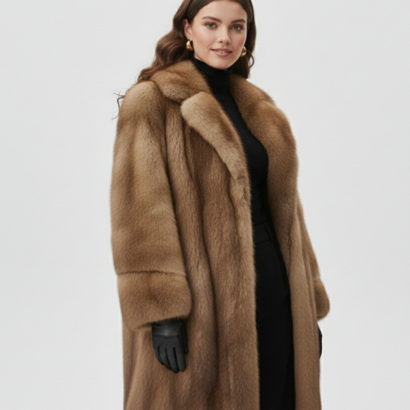 Lang Faux Fur Frakke Luksuriøs Varme Elegant Stil