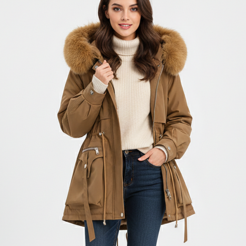 Parka Hiver Capuche Fourrure Doublure Chaude Élégance