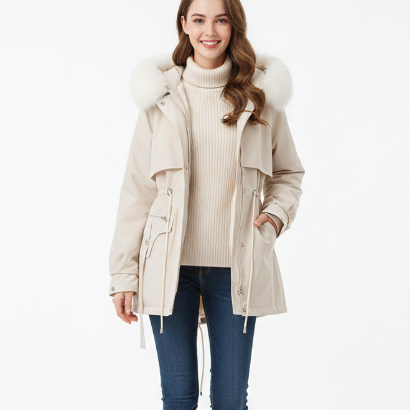Parka Hiver Capuche Fourrure Doublure Chaude Élégance