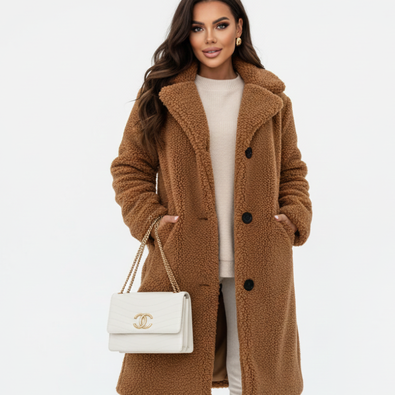 Lang Teddy Frakke Luksuriøs Komfort Varm Elegant Stil