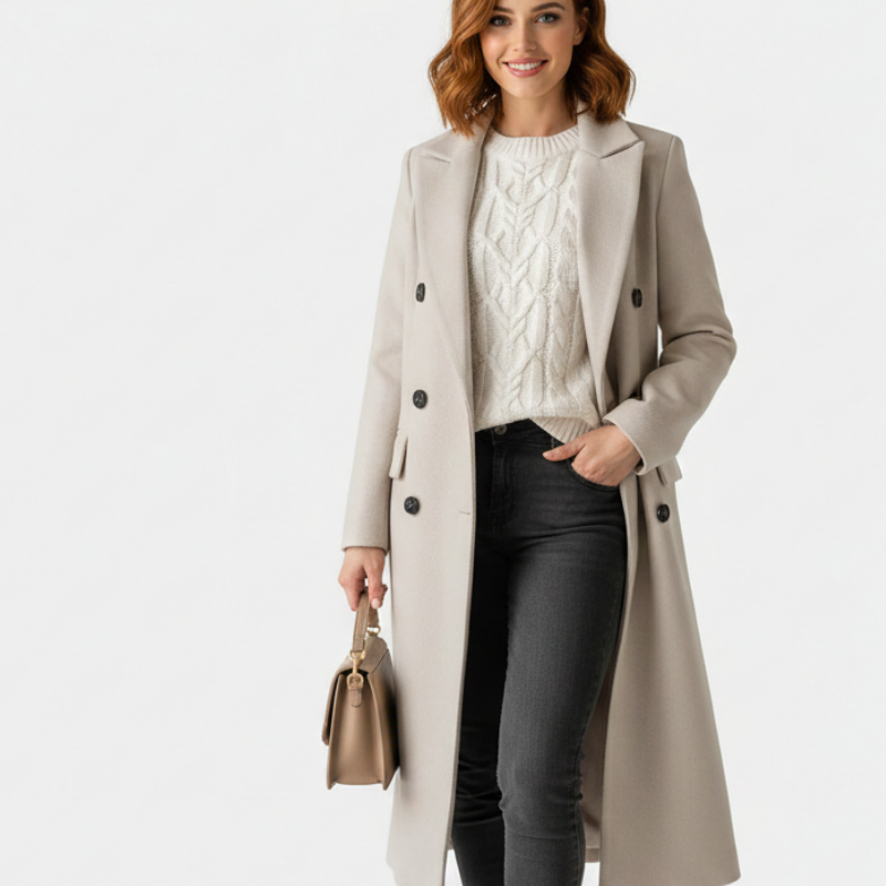 Manteau Femme Long Élégant Style Tailleur