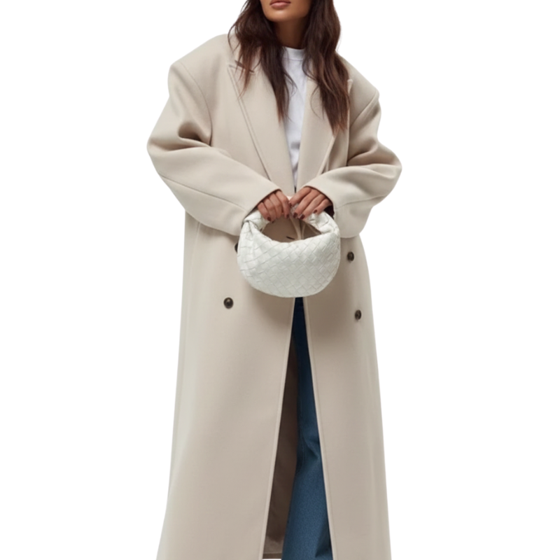 Manteau Long Oversize Boutonné Style Minimaliste Chic