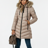 Doudoune Mi-Longue Femme à Capuche – Manteau Matelassé Chaud