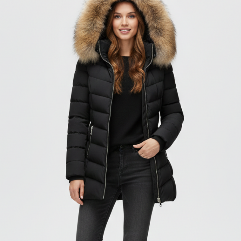 Doudoune Cintrée Femme à Capuche – Manteau Matelassé Élégant Hiver