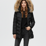 Doudoune Mi-Longue Femme à Capuche – Manteau Matelassé Chaud