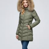 Doudoune Mi-Longue Femme à Capuche – Manteau Matelassé Chaud