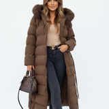 Doudoune Longue Femme Luxe – Manteau Matelassé à Capuche Fourrure