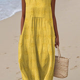 Robe Longue Femme Sans Manches à Broderie