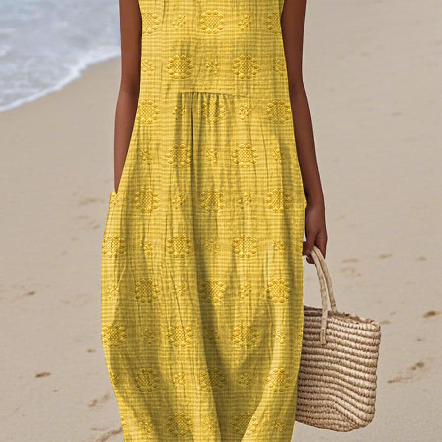 Robe Longue Femme Sans Manches à Broderie