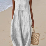 Robe Longue Femme Sans Manches à Broderie
