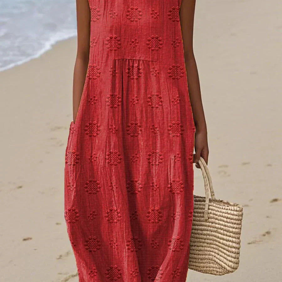 Robe Longue Femme Sans Manches à Broderie