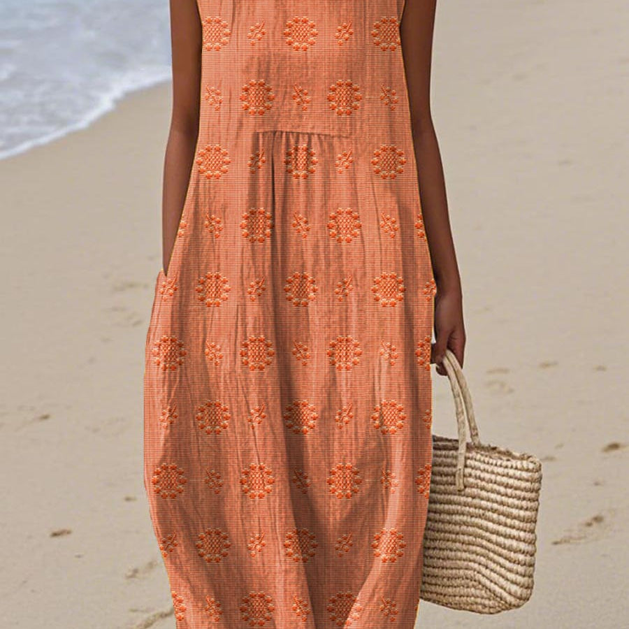 Robe Longue Femme Sans Manches à Broderie