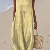 Robe Longue Femme Sans Manches à Broderie