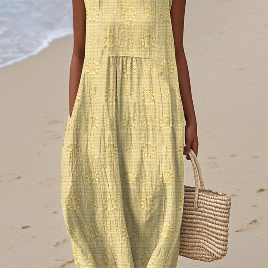 Robe Longue Femme Sans Manches à Broderie