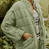 Veste Matelassée Courte Boutonnée Coupe Décontractée Confort