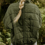 Veste Matelassée Courte Boutonnée Coupe Décontractée Confort