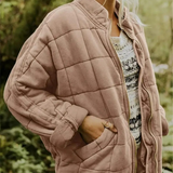 Veste Matelassée Courte Boutonnée Coupe Décontractée Confort
