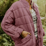 Veste Matelassée Courte Boutonnée Coupe Décontractée Confort