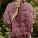 Veste Matelassée Courte Boutonnée Coupe Décontractée Confort