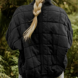 Veste Matelassée Courte Boutonnée Coupe Décontractée Confort